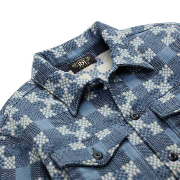 Gemusterte Jacquard-Hemdjacke RRL in Blau multi 3