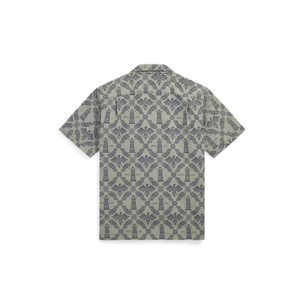 Indigo Jacquard Denim Camp Shirt