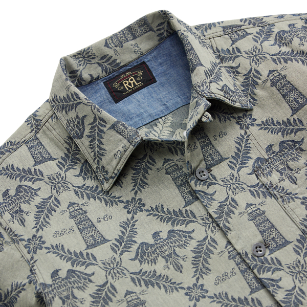 Indigo Jacquard Denim Camp Shirt