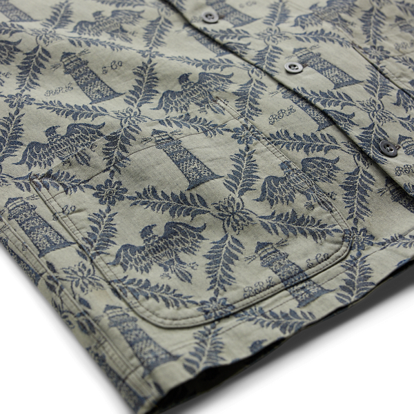 Indigo Jacquard Denim Camp Shirt