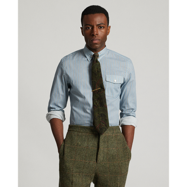 Slim Fit Stripe-Print Woven Shirt