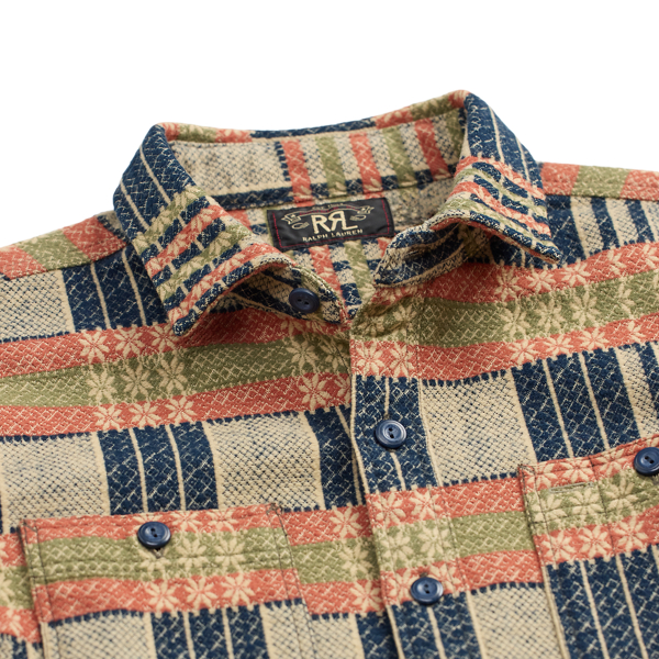 Arbeitshemd aus Jacquard RRL in Navy multi 3