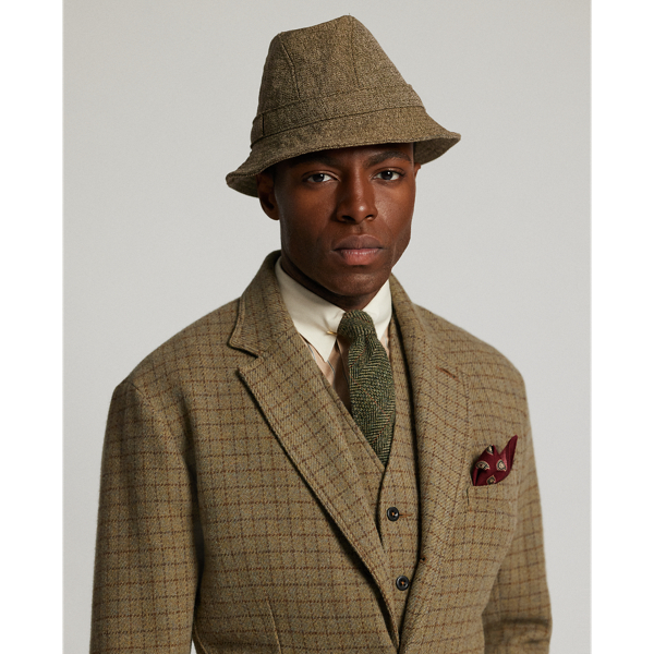 Brown/cream Jaspé Twill Bucket Hat RRL 4