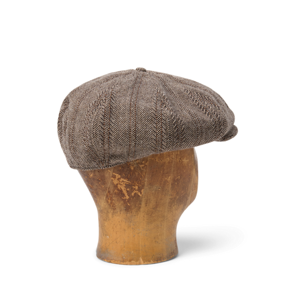 Wool-Cotton Herringbone Newsboy Cap