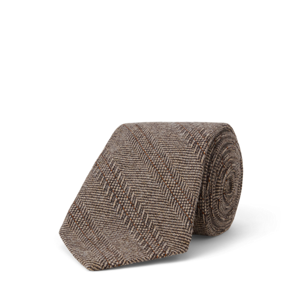 Brown Handmade Wool-Blend Herringbone Tie RRL 2