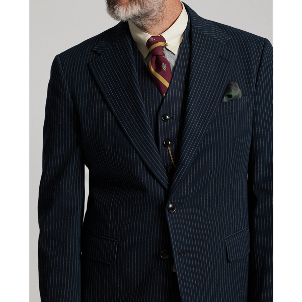 Indigo Striped Herringbone Suit Jacket