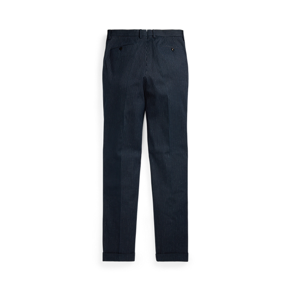 Gestreifte Slim-Fit Fischgrat-Anzughose RRL in Indigo/Wei&szlig; gestreift 6