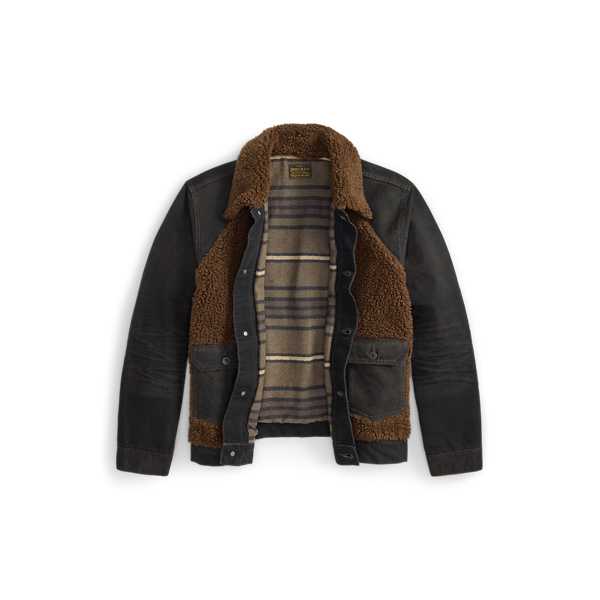 Vintage Black/Brown Fleece-Panelled Canvas Jacket RRL 3