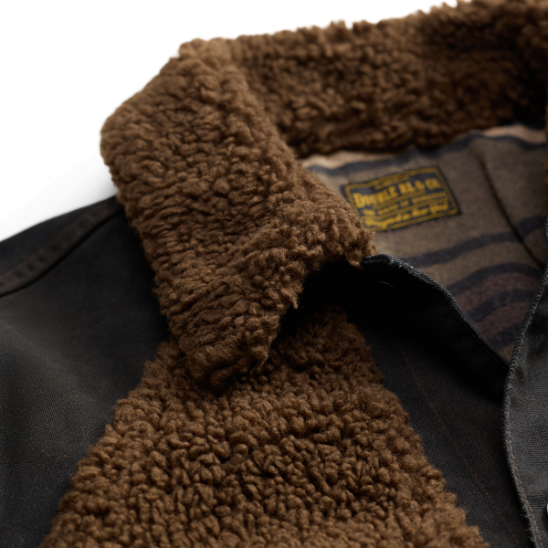 Vintage Black/Brown Fleece-Panelled Canvas Jacket RRL 5