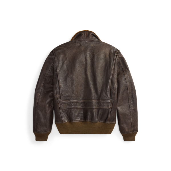 Leder-Fliegerjacke mit Lammfellkragen