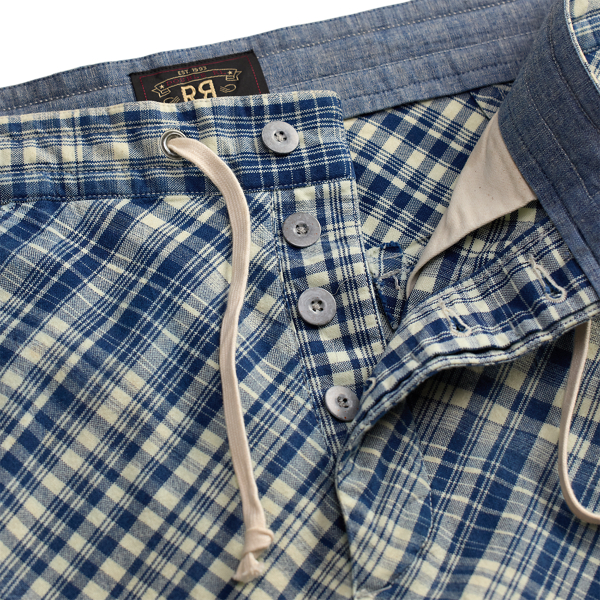 Karierte Shorts aus Webstoff in Indigo RRL in Indigo/Wei&szlig; 3