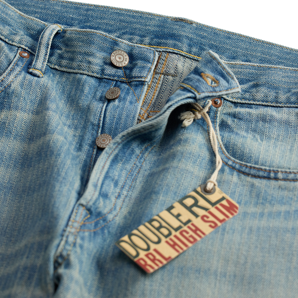 Faded Indigo High Slim Jacquard Denim Jean RRL 3