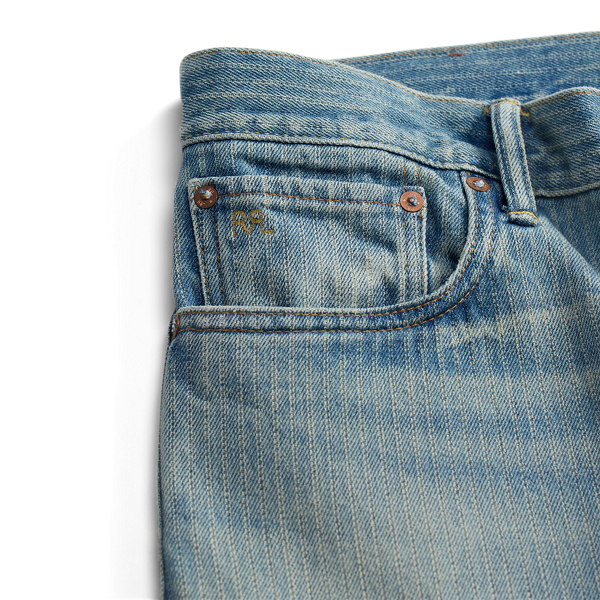 Faded Indigo High Slim Jacquard Denim Jean RRL 4