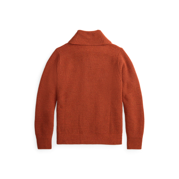 Woll-Baumwollstrickjacke mit Schalkragen