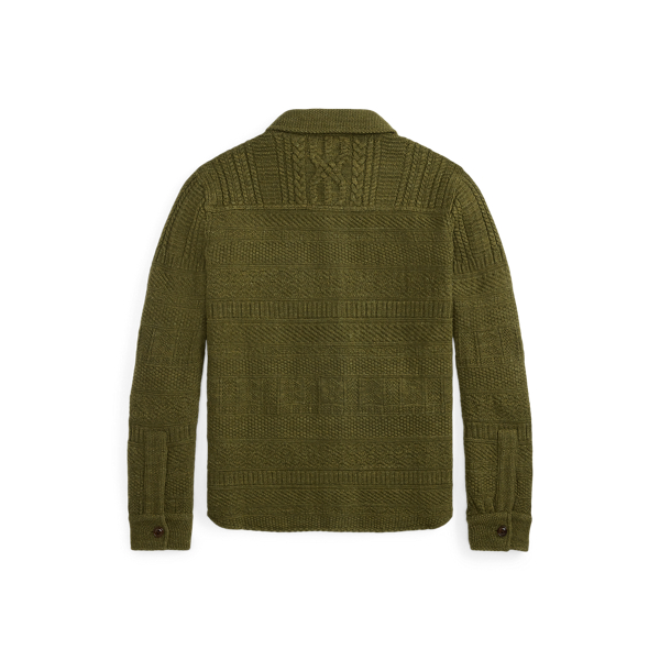 Surchemise workwear coton et laine RRL en Vert olive chin&eacute; 2