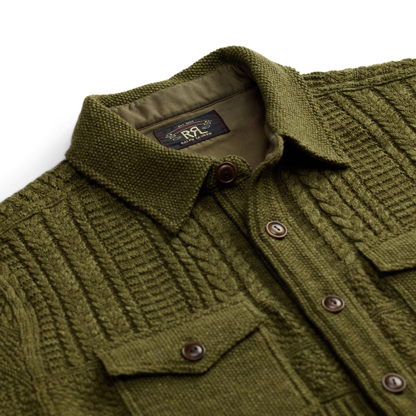 Pullover aus Baumwoll-Wollmischung RRL in Olivgr&uuml;n meliert 3