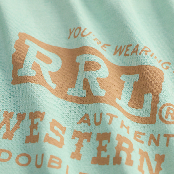 Faded Turquoise Cotton-Hemp Graphic T-Shirt RRL 3