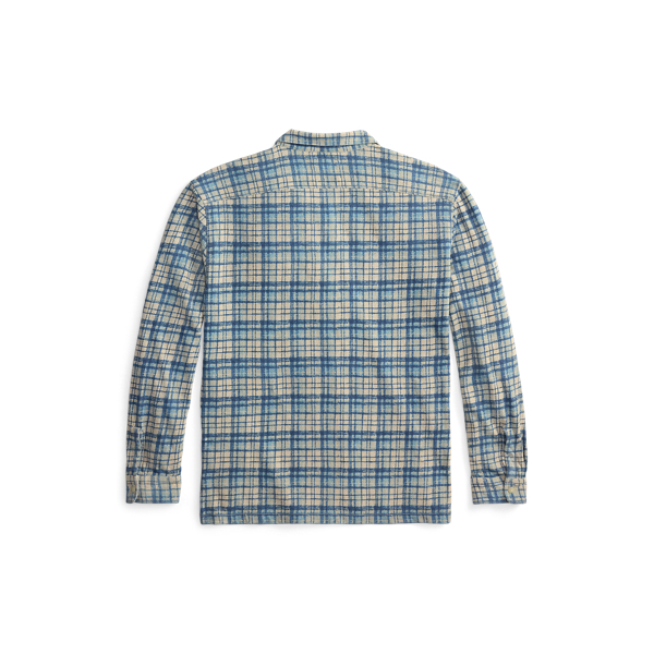 Kariertes Baumwoll-Leinen-Kurzarmhemd RRL in Navy/Multi 2