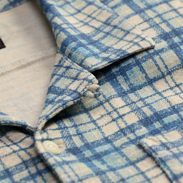 Kariertes Baumwoll-Leinen-Kurzarmhemd RRL in Navy/Multi 4