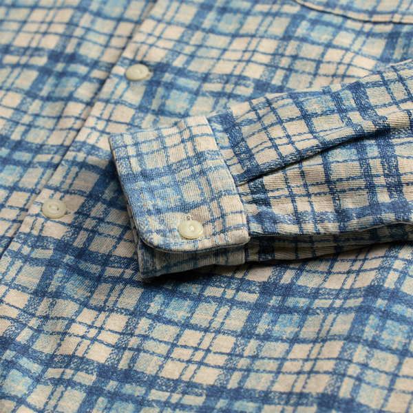 Kariertes Baumwoll-Leinen-Kurzarmhemd RRL in Navy/Multi 5