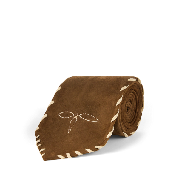 Handgefertigte Wildlederkrawatte RRL in Braun 2