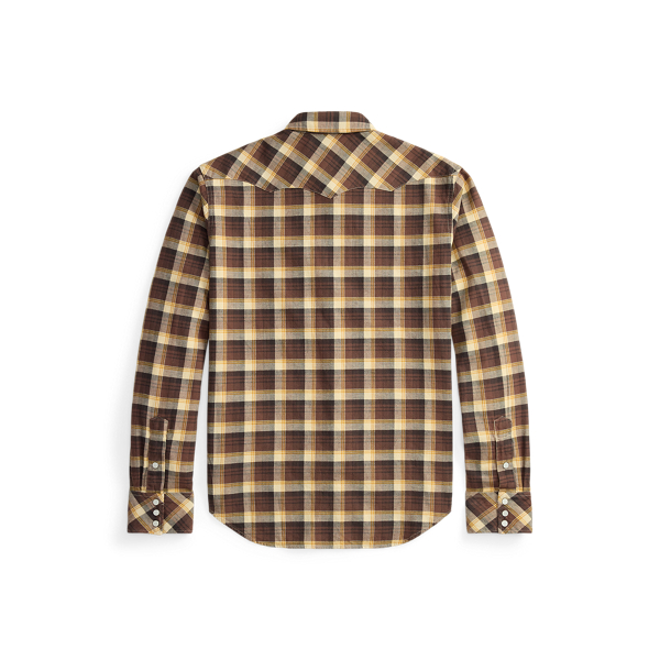 Slim Fit Plaid Twill Western Shirt