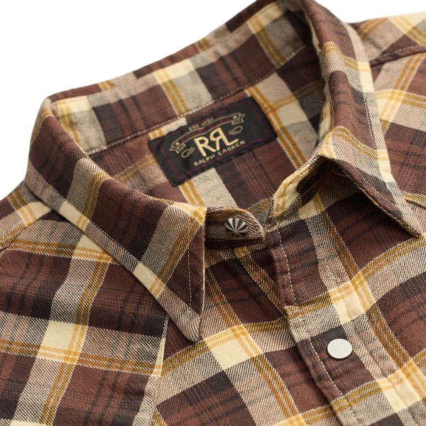 Slim Fit Plaid Twill Western Shirt