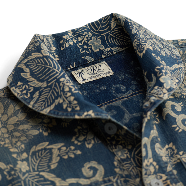 Indigo/Cream Multi Indigo Print Woven Overshirt RRL 3