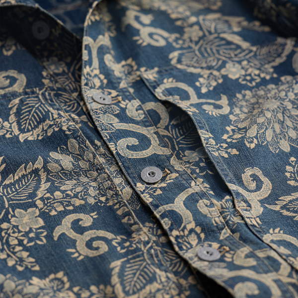 Indigo/Cream Multi Indigo Print Woven Overshirt RRL 4