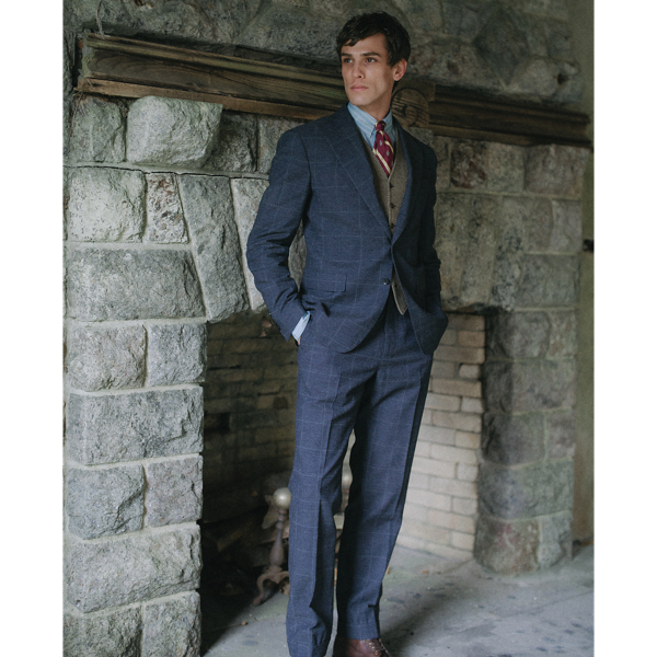 Blue/grey Multi Slim Fit Indigo Checked Suit Trouser RRL 11