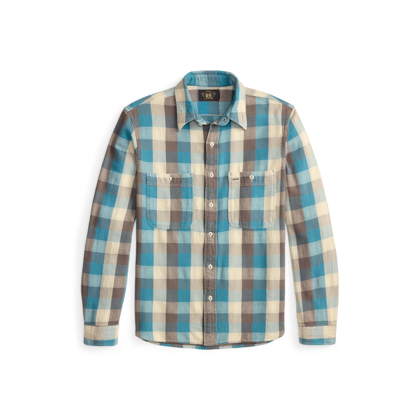 Мужские рубашки Ralph Lauren Plaid Twill Workshirt, цвет: Синий / Белый — фото 2
