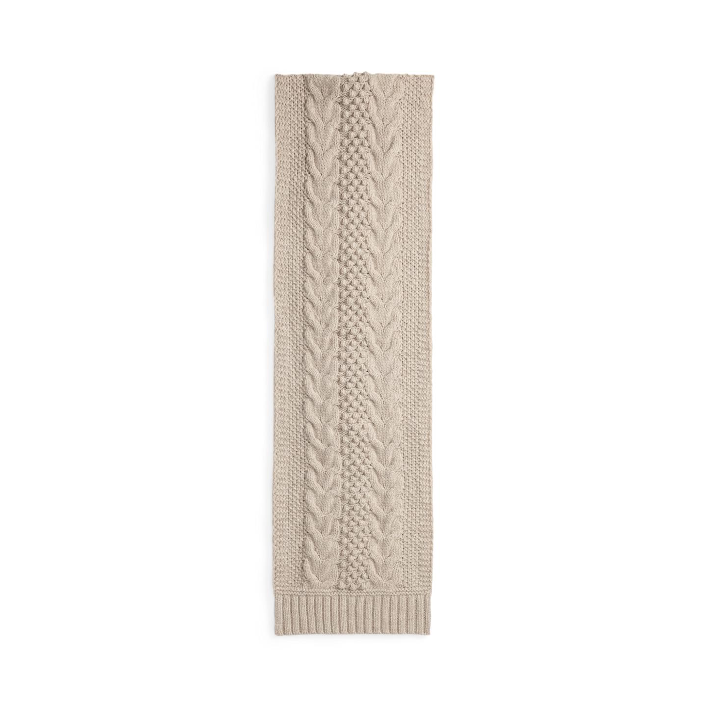 Мужской шарф Ralph Lauren Cable-Knit Wool, цвет: Кремовый меланжевый — фото 2