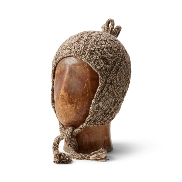Aran-Knit Wool-Blend Earflap Cap