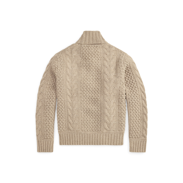 Cable-Knit Wool Shawl Jumper