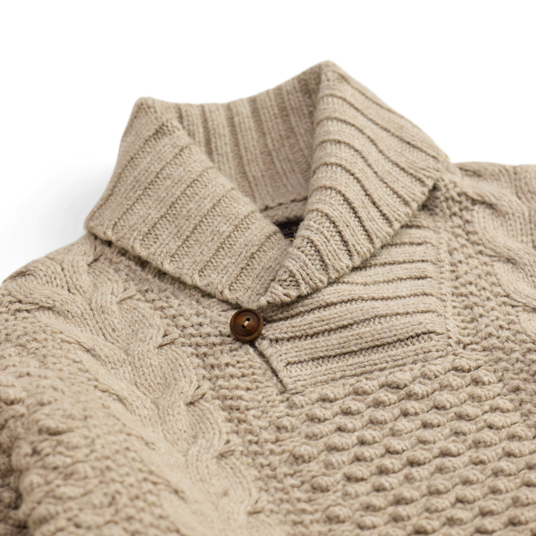 Cable-Knit Wool Shawl Jumper
