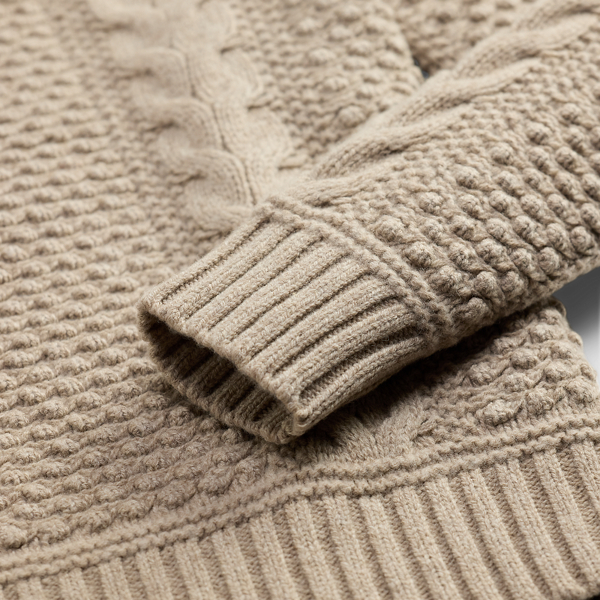 Cable-Knit Wool Shawl Jumper