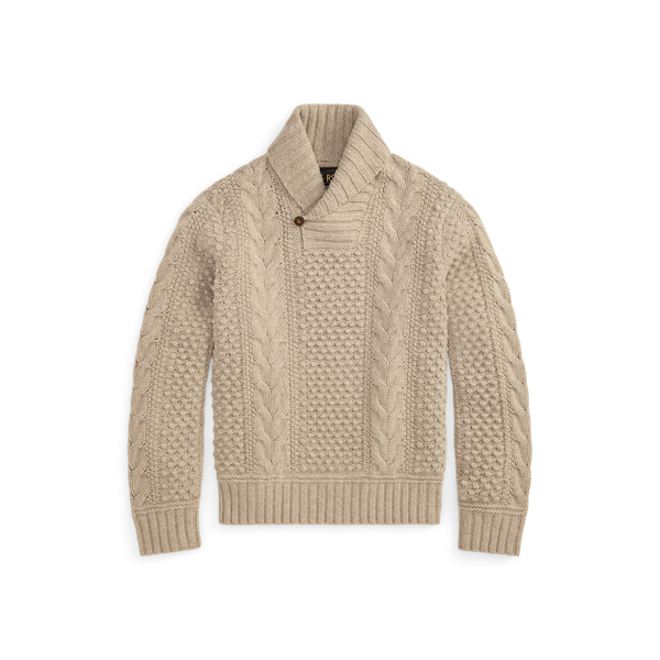 Cable-Knit Wool Shawl Jumper