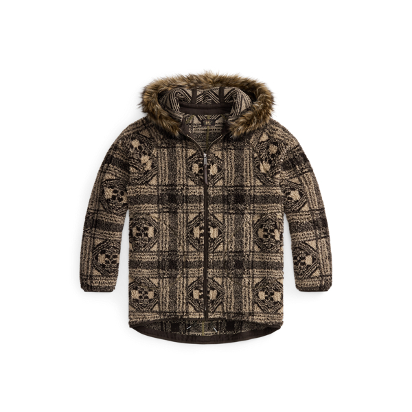 Faux-Fur-Trim Fleece Jacket