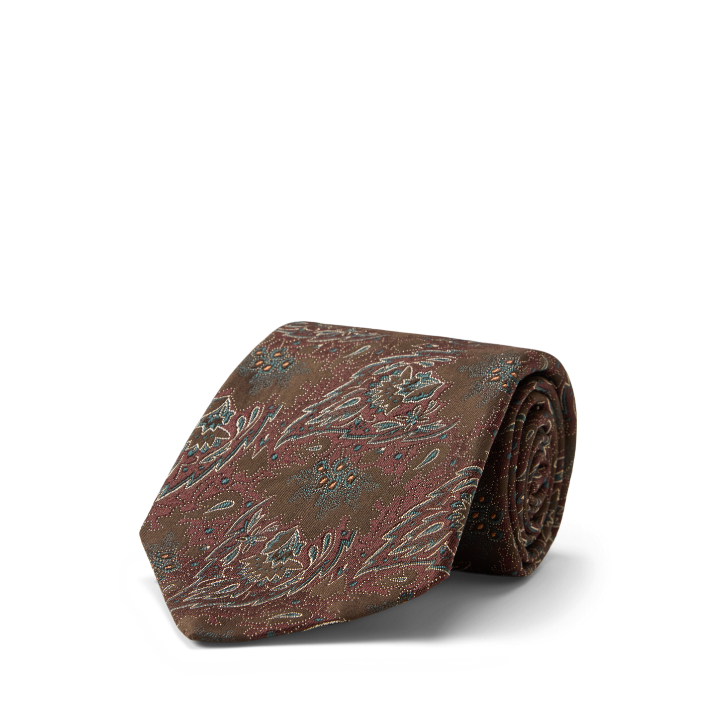 Мужской галстук Ralph Lauren Handmade Silk Brocade Tie, цвет: Бордовый разноцветный — фото 1