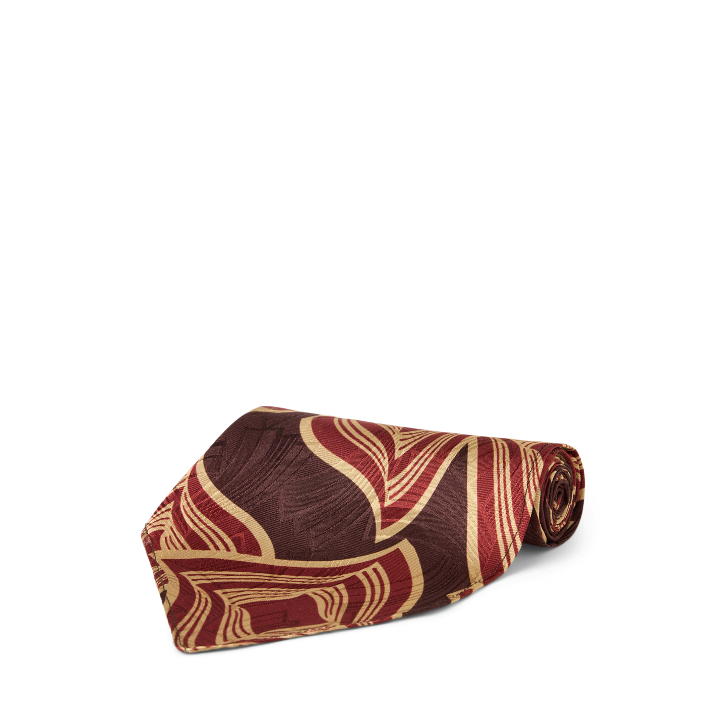Мужские галстуки Ralph Lauren Wavy-Geometric Silk Jacquard Cravat, цвет: Красный разноцветный — фото 1