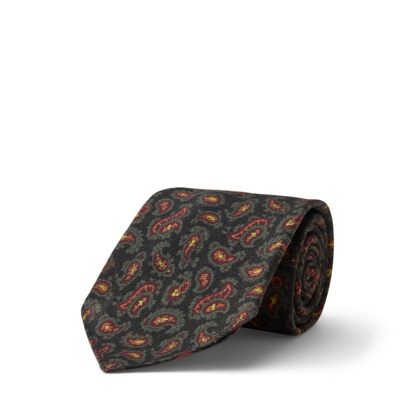 Мужской галстук Ralph Lauren Handmade Pine Wool Challis Tie, цвет: Тёмно-синий разноцветный — фото 1