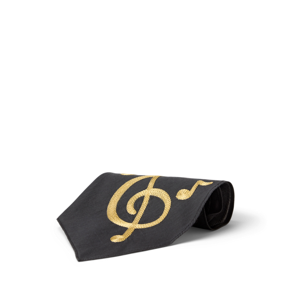 Embroidered Musical-Note Silk Cravat