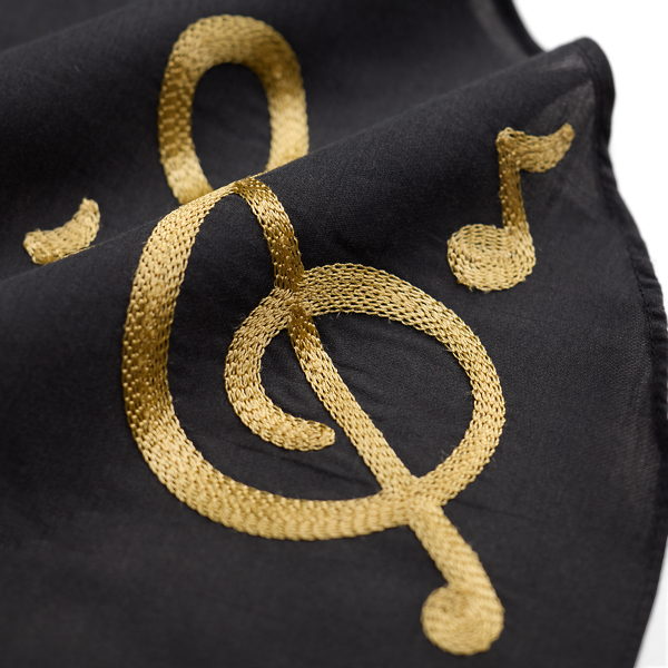 Embroidered Musical-Note Silk Cravat
