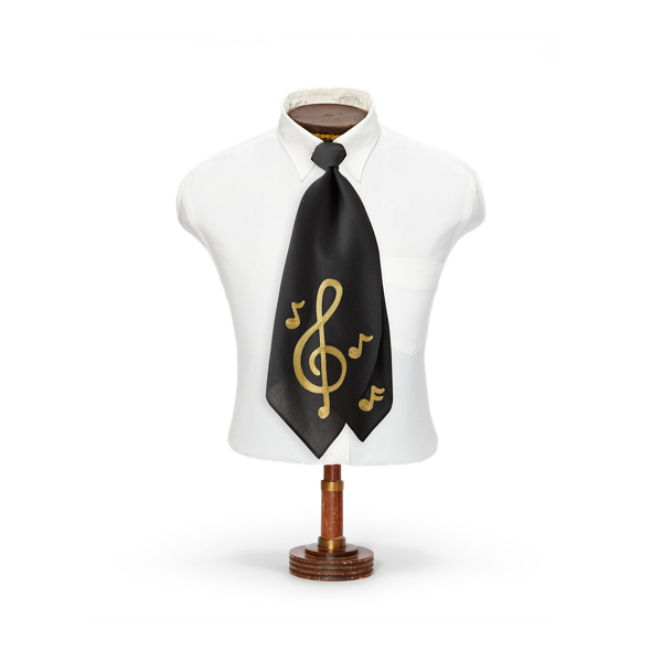 Embroidered Musical-Note Silk Cravat