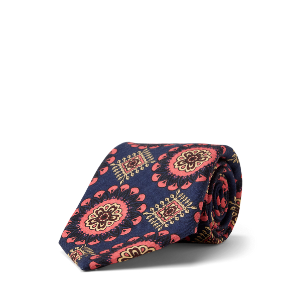 Handmade Medallion Wool Challis Tie