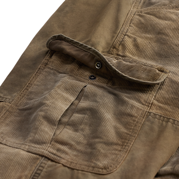 Canvas-Trim Corduroy Cargo Pant