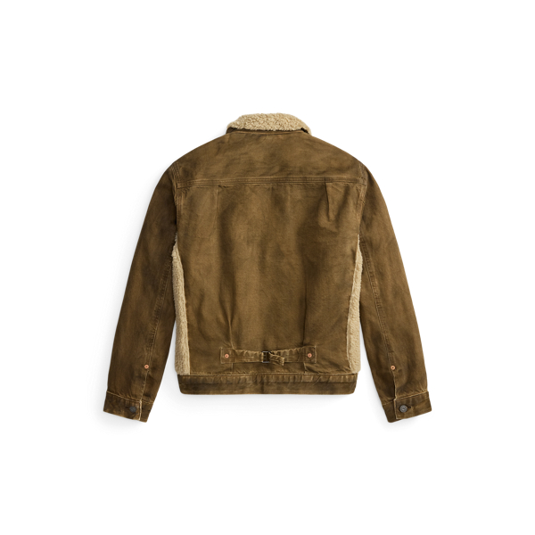 Veste en denim &agrave; pans en molleton