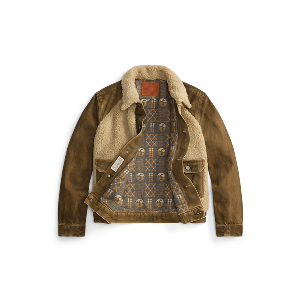 Veste en denim &agrave; pans en molleton