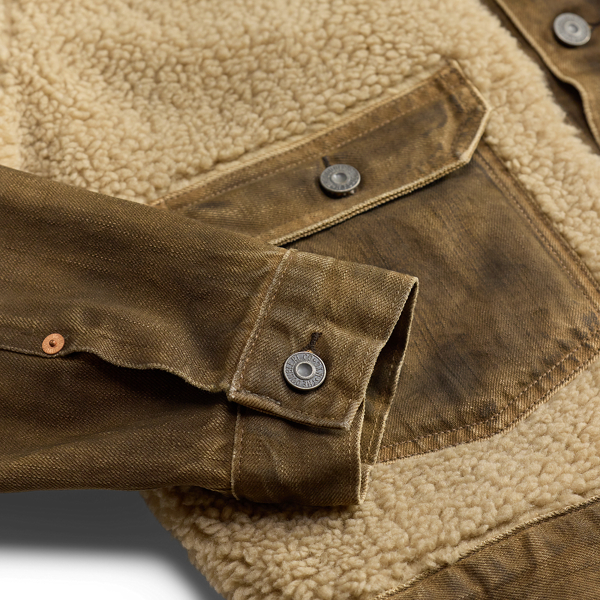 Veste en denim &agrave; pans en molleton