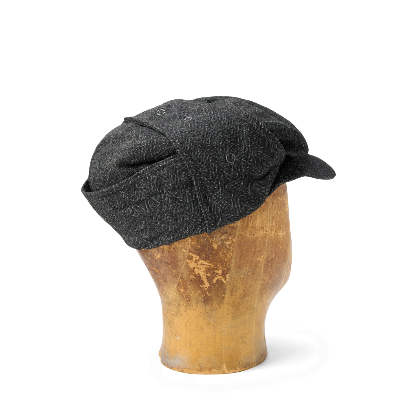 Мужская кепка Ralph Lauren Wool-Cotton Herringbone Earflap, цвет: Чёрный / Кремовый — фото 1